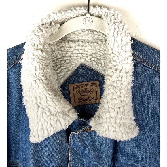 Vintage Pioneer Sherpa Trucker Jacket XXL Denim 90s - Picture 6 of 10